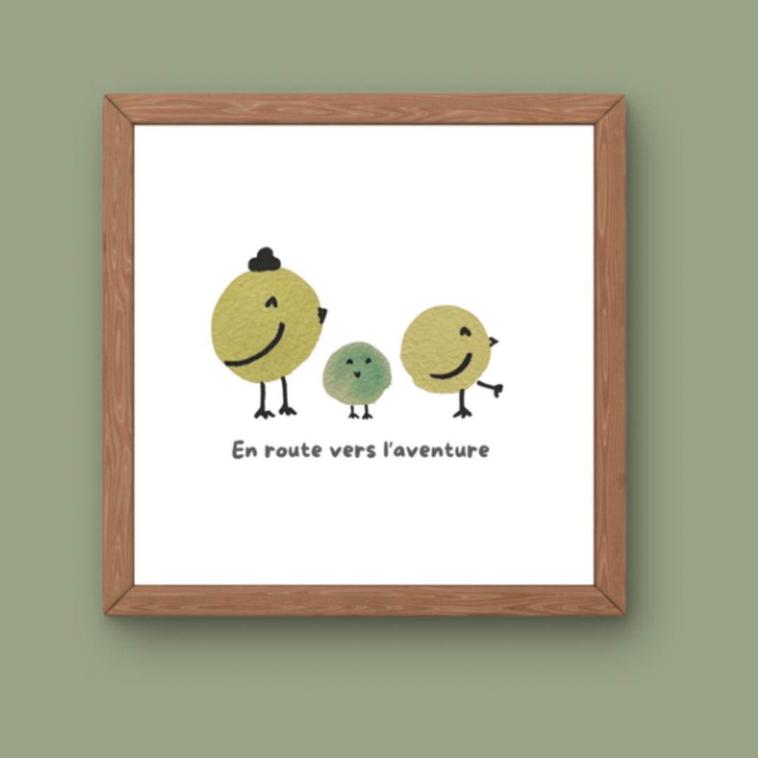 Affiche Décorative "En route vers l'aventure" - Illustration Aquarelle Chambre Bébé Mixte