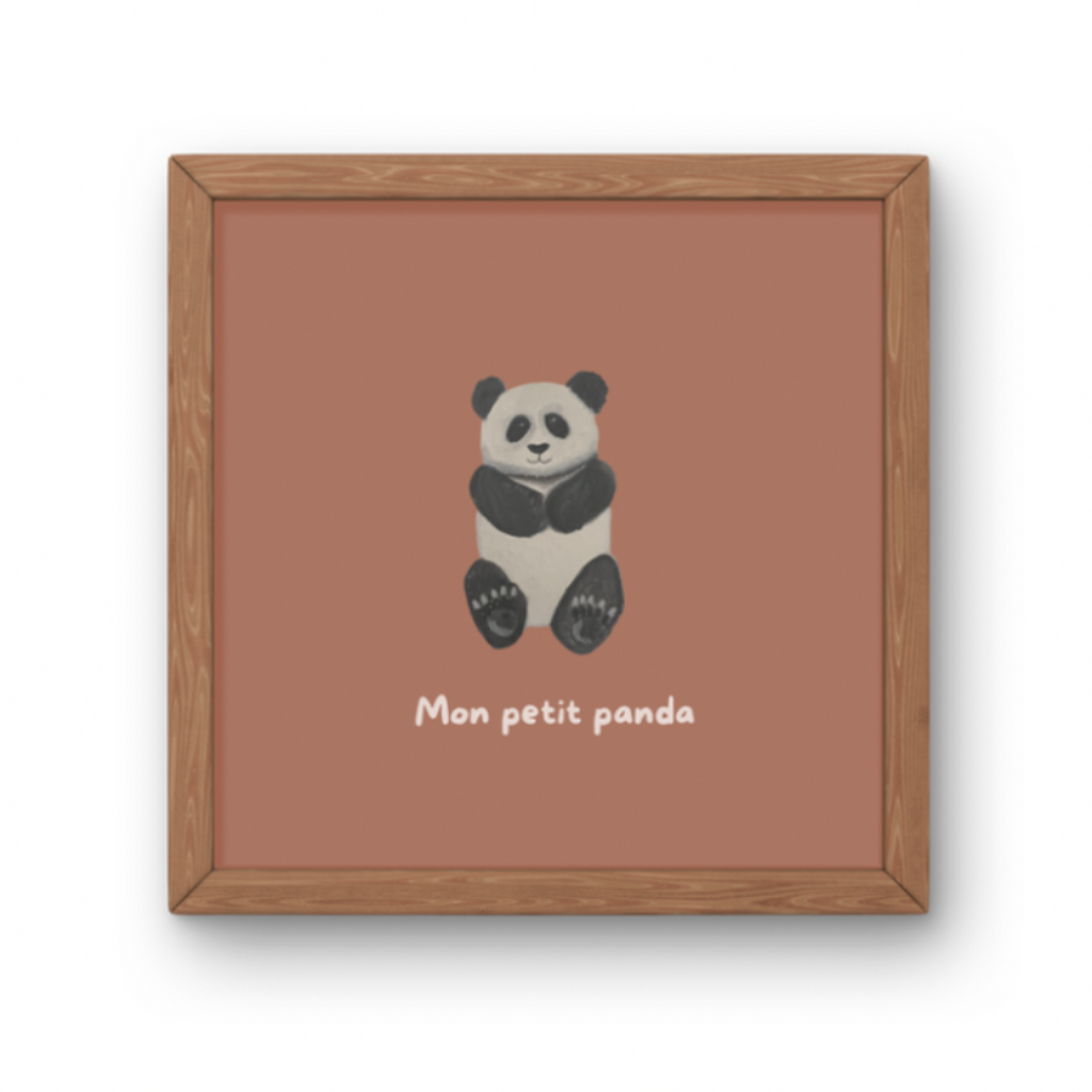 Illustration_minimaliste_panda_assis_noir_et_blanc_avec_texte_Mon_petit_panda_pour_d_coration_chambre_b_b_