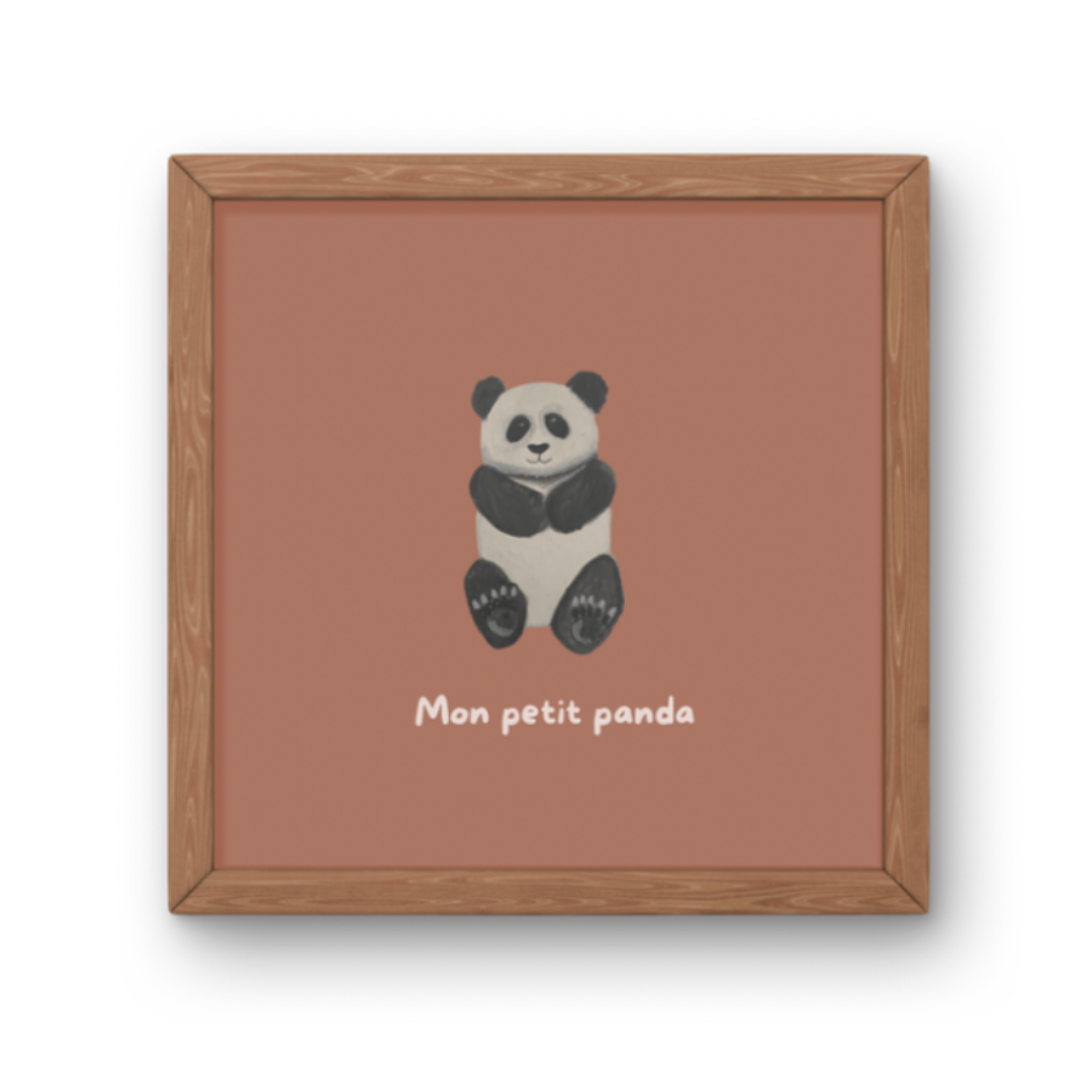 Illustration_minimaliste_panda_assis_noir_et_blanc_avec_texte_Mon_petit_panda_pour_d_coration_chambre_b_b_